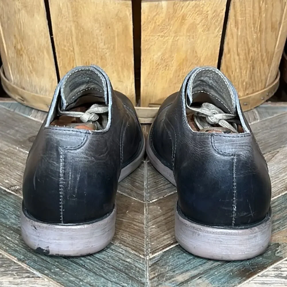 Kenneth Cole Reaction Tongue Tied Cap Toe Gray Leather Derby Oxfords Mens Size 9